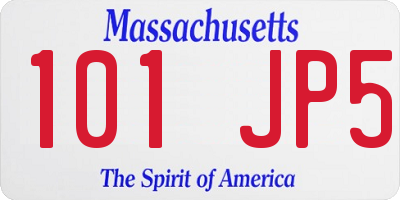 MA license plate 101JP5