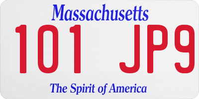 MA license plate 101JP9