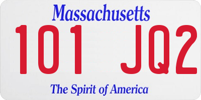 MA license plate 101JQ2