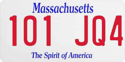 MA license plate 101JQ4