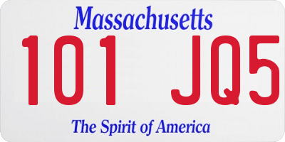 MA license plate 101JQ5