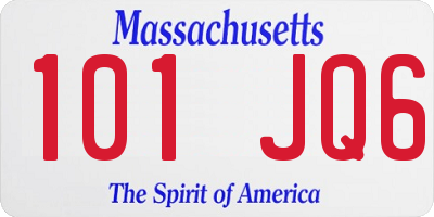 MA license plate 101JQ6