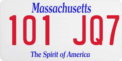 MA license plate 101JQ7