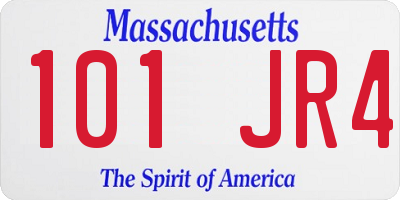 MA license plate 101JR4