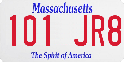 MA license plate 101JR8