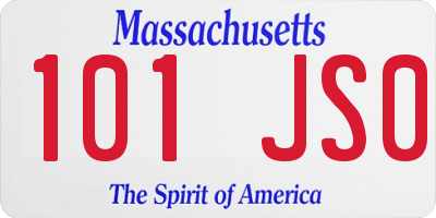 MA license plate 101JS0