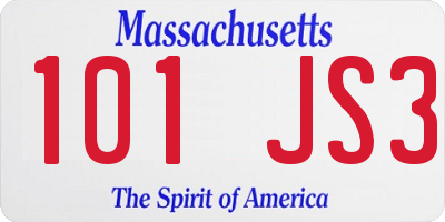 MA license plate 101JS3