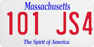 MA license plate 101JS4