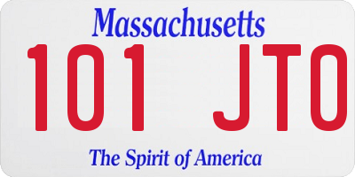 MA license plate 101JT0