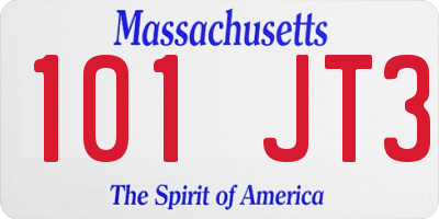MA license plate 101JT3