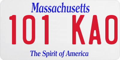 MA license plate 101KA0