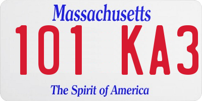 MA license plate 101KA3