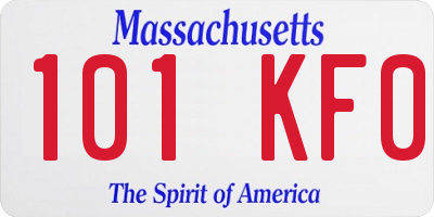 MA license plate 101KF0