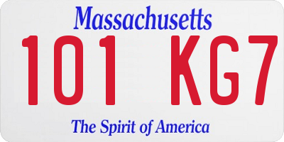 MA license plate 101KG7