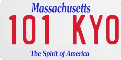 MA license plate 101KY0