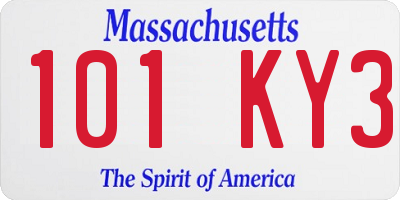 MA license plate 101KY3