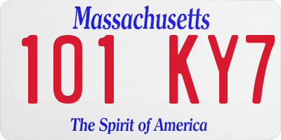 MA license plate 101KY7