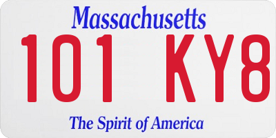 MA license plate 101KY8