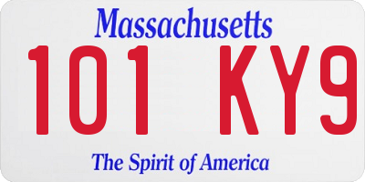 MA license plate 101KY9