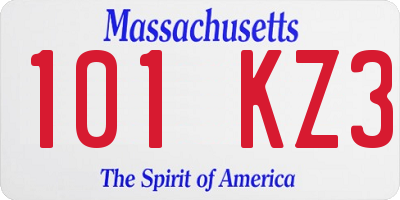 MA license plate 101KZ3