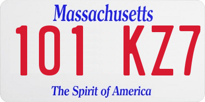 MA license plate 101KZ7