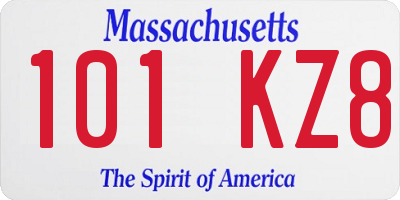 MA license plate 101KZ8