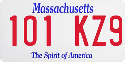 MA license plate 101KZ9