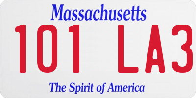 MA license plate 101LA3