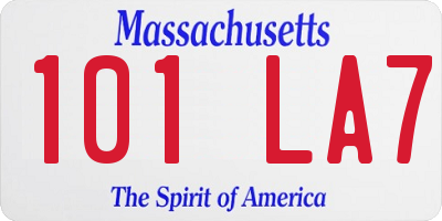 MA license plate 101LA7