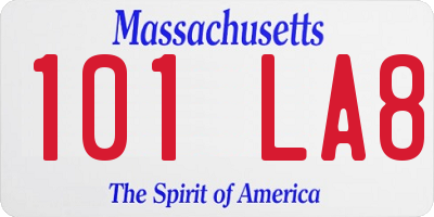 MA license plate 101LA8