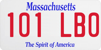 MA license plate 101LB0