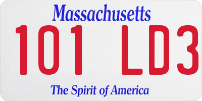 MA license plate 101LD3