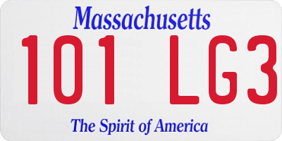 MA license plate 101LG3