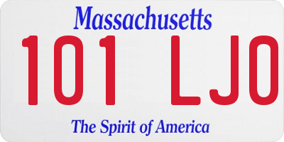 MA license plate 101LJ0