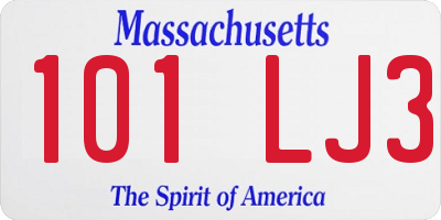 MA license plate 101LJ3