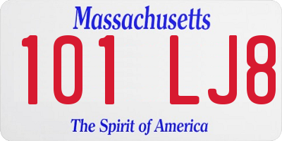 MA license plate 101LJ8