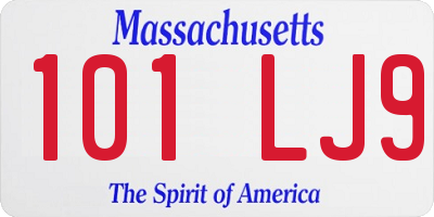 MA license plate 101LJ9