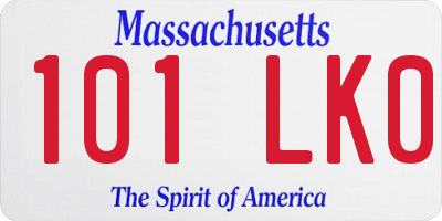 MA license plate 101LK0