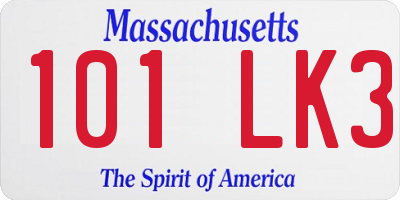 MA license plate 101LK3