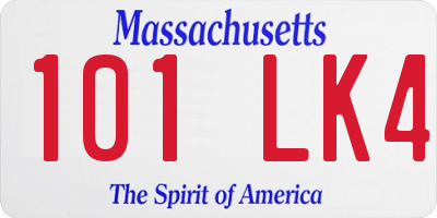 MA license plate 101LK4