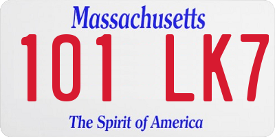 MA license plate 101LK7