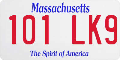 MA license plate 101LK9