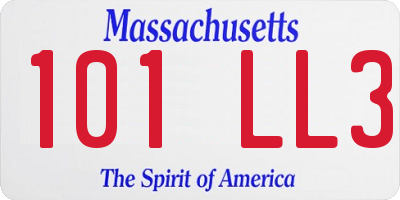 MA license plate 101LL3