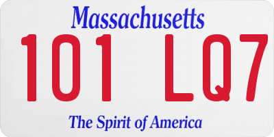 MA license plate 101LQ7