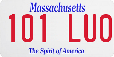 MA license plate 101LU0