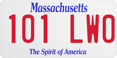 MA license plate 101LW0