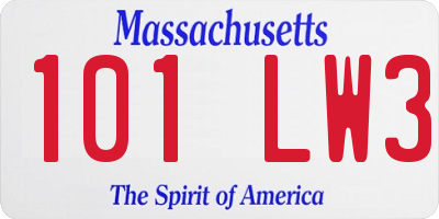 MA license plate 101LW3