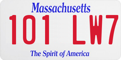 MA license plate 101LW7