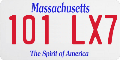 MA license plate 101LX7