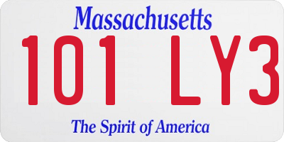 MA license plate 101LY3